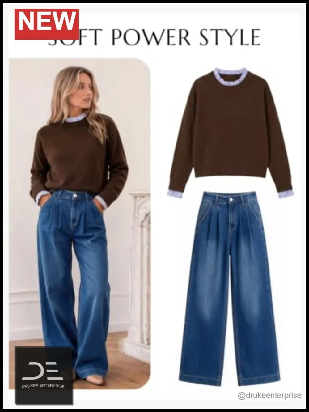 High Waisted Wide Leg Baggy Pleated Jeans Stretchy Denim Pants